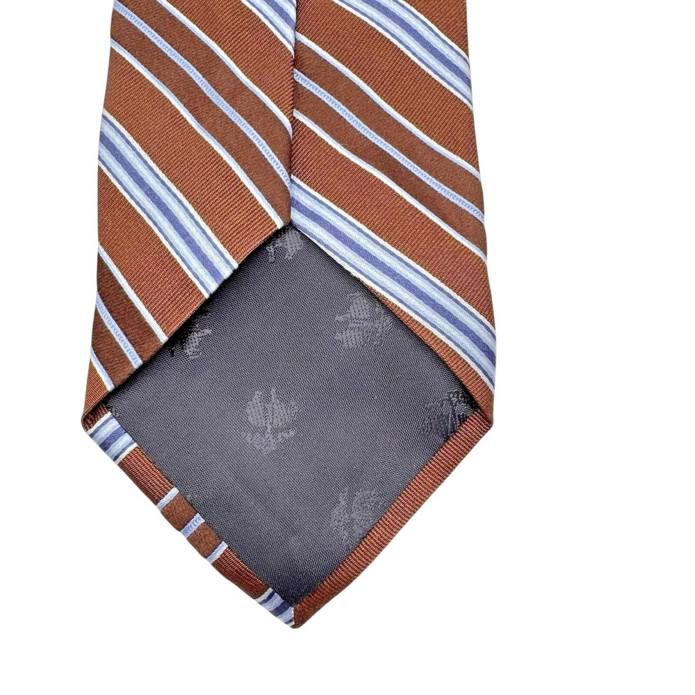 Brooks Brothers Makers Mens Neck Tie Brown Blue Striped 100% Silk USA 58.5" LONG - Picture 2 of 4